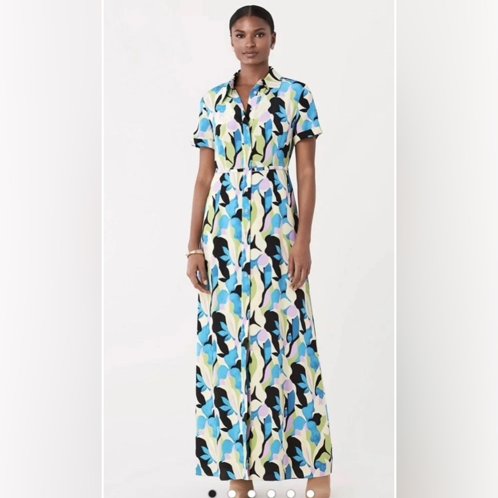 Diane Von Furstenberg Abstract Floral Maxi Dress Size 10